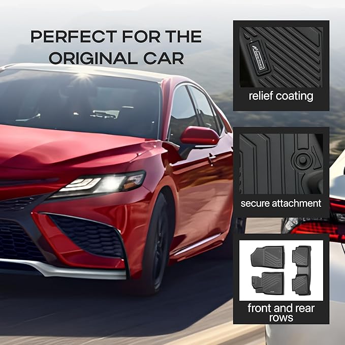 Compatible with Toyota Camry 2024 2025 – Custom Fit Floor Mats, 2-Row All-Weather TPE Car Mats Full Set – Waterproof, Odorless, Non-Slip, Easy to Clean, Durable Automotive Liners