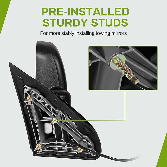 AUTOSAVER88 Towing Mirrors Compatible with 2014 2015 2016 2017 2018 Silverado Sierra 1500, 2015-2018 Silverado Sierra 2500 HD 3500 HD Power Heated Manually Folding Telescoping Side Mirror Black