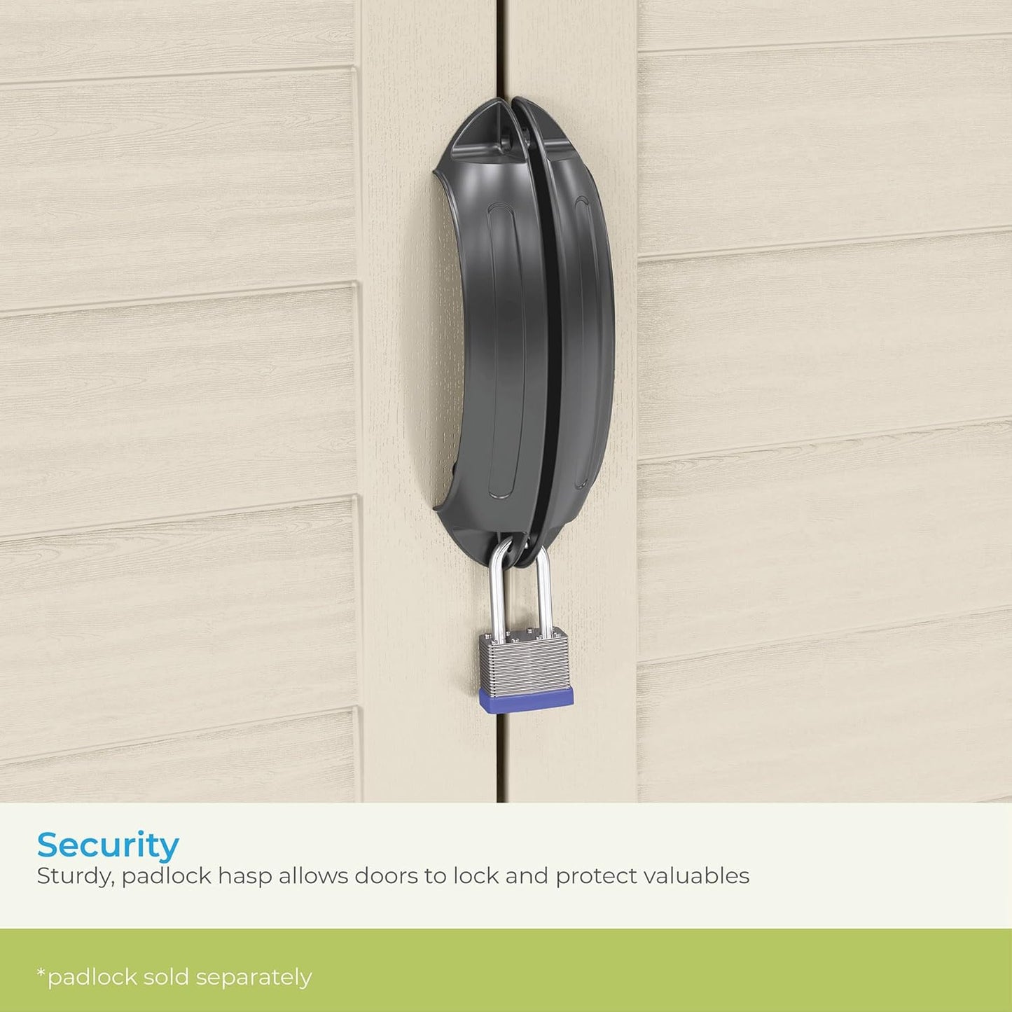 Suncast Vertical Outdoor Storage Shed with Reinforced Floor, Lockable Double Doors, All-Weather Construction, and Multi-Wall Panels, Vanilla, Made in the USA