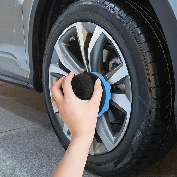 2 Pack Large Tire Shine Applicator Pad, Tire Hex Grip Applicator, Tire Shine Car Detailing Foam Sponge Tool, Reusable Car Cleaning Supplies After Car Wash Tire Cleaner for Applying Tire Shine