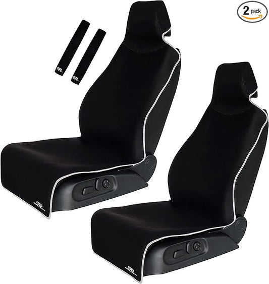 Gorla Gear 2 Pack Black Premium Universal Fit Waterproof Stain Resistant Car Seat Cover Neoprene Non-Slip Bucket Seat Dog Sweat Proof Protector Save Your Leather Cloth Seats Automotive Van Truck SUV