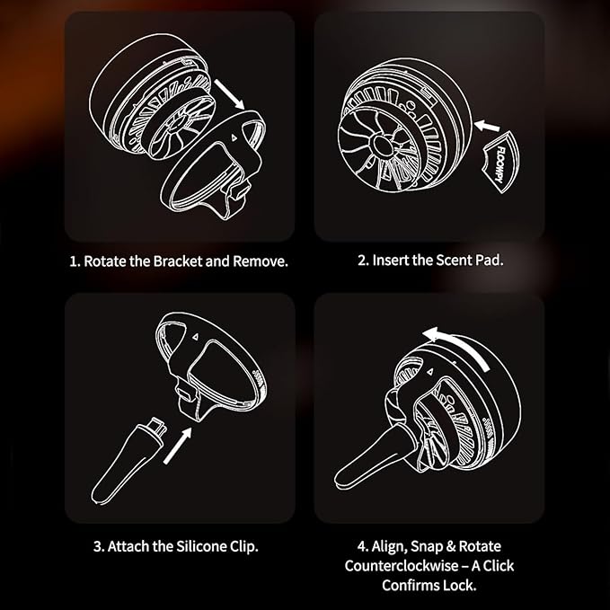 Car Air Freshener with Moving Dragon - 3 Fragrance Pads, Wind-Powered Air Vent Diffuser, Moving Dragon Design, Car Freshener Vent Clip