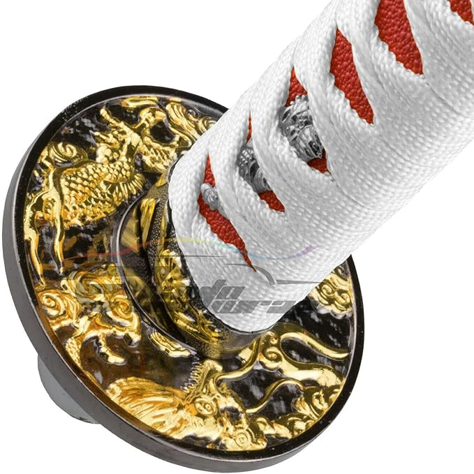 EZAUTO WRAP 20cm White Red Shift Knob Samurai Sword Alloy Katana with Adapter Universal