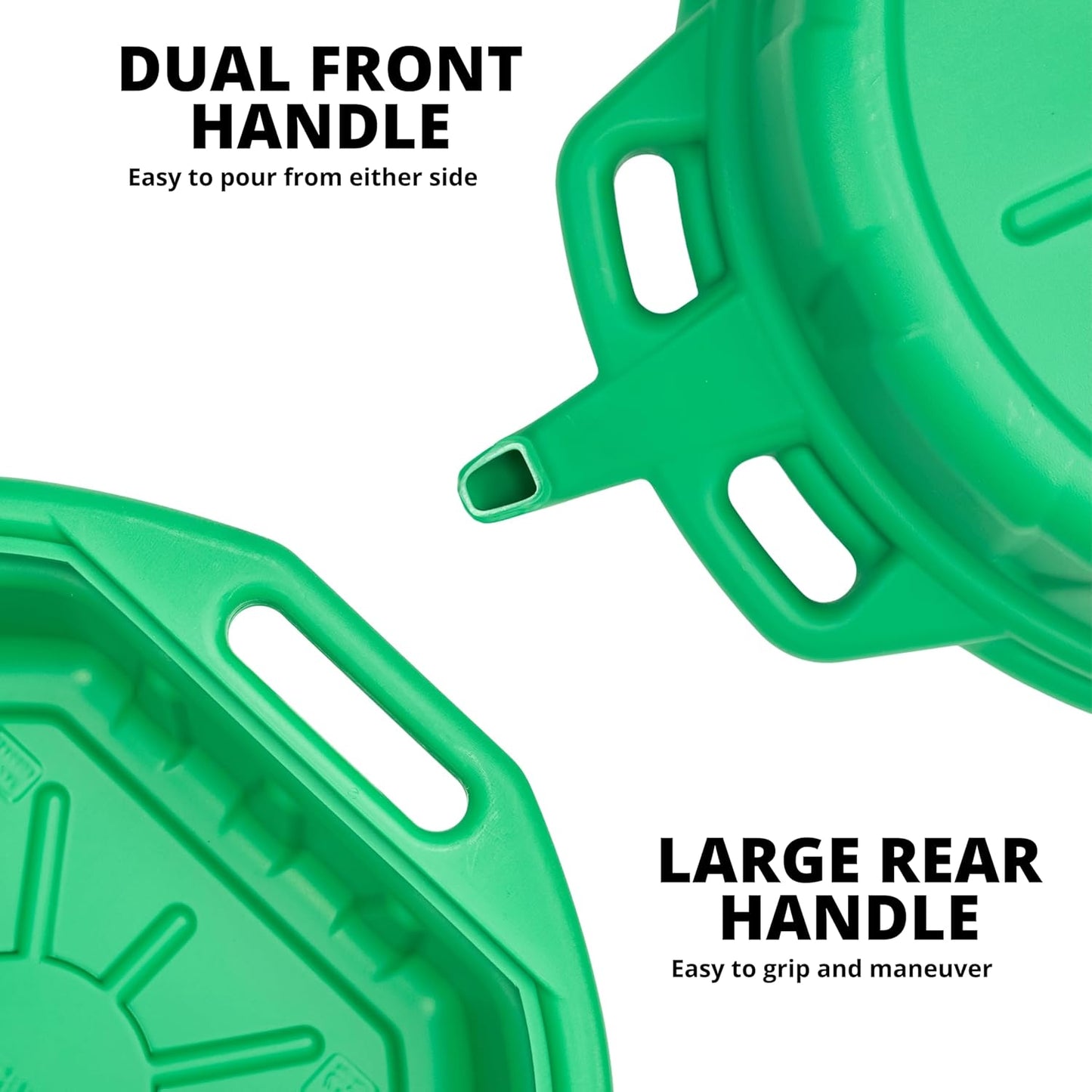 NEIKO 20761A Large Coolant/Oil Drain Pan, 4 Gallon (16L) Capacity, Antifreeze Green Plastic Anti Splash Oil Pan, Motor Oil Drip Catcher Pan, Non Spill Pour Spout, Oil Catch Pan for Changing Oil