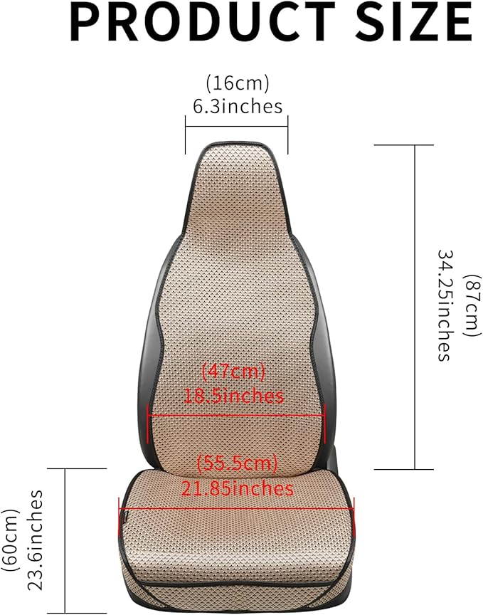 Auto Newer Bucket Car Seat Cover,Breathable Front Car Seat Cushion,Comfortable Car Seat Protector,Anti-Slip Full Wrap Driver Car Seat Protector with Storage Pocket,Universal All Seasons(Beige,2PCS)