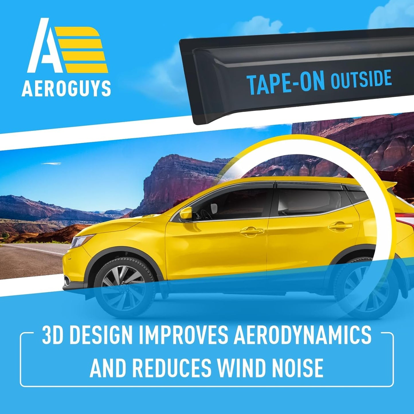 Extra Durable Window Deflectors Tape-On Window Visors Rain Guards Fit for Nissan Rogue Sport 2017-2022, Sun Visors, Wind Vent for Shades, Exterior Car Accessories - 6pcs. AG0224