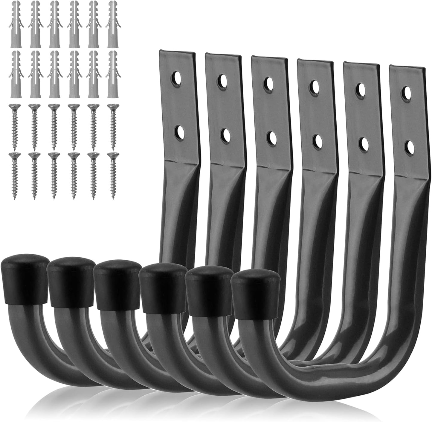 HORUSDY Garage Hooks Heavy Duty - 6Pcs 4.37 Inch Metal Garage Storage Hooks for Wall, Utility Hook for Hanging, Easy Use