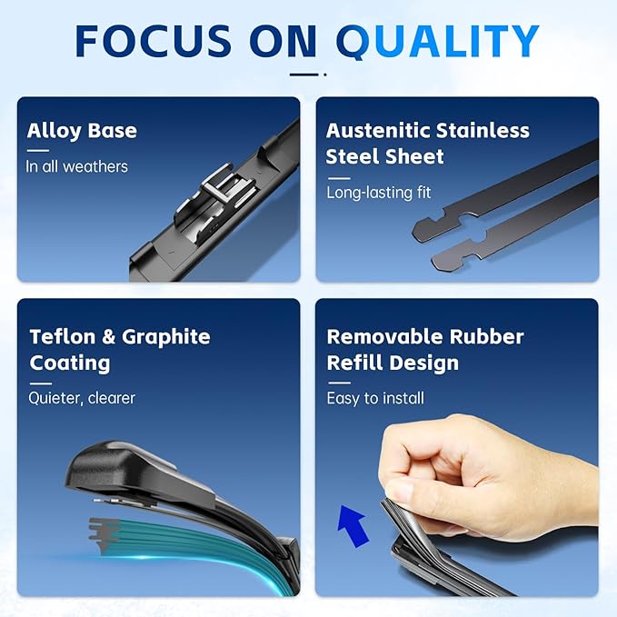 Wiper Blades, Windshield Wipers, 26'' + 20'' Wiper Blades for Volvo V70 2008-2010, XC60 2010-2017, Ford Taurus 2010-2019 All-season Automotive Replacement Windshield Wiper Blades (Set of 2)