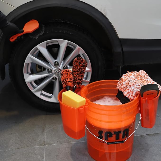 SPTA 33Pcs Car Wash Bucket Set, 20L Scratch Free Detailing Bucket with Car Wash Filter Wash Mitt Sponge Towels Tire Detailing Brush Set, Exterior Interior Car Detailing Set, Complete Car Care Tools