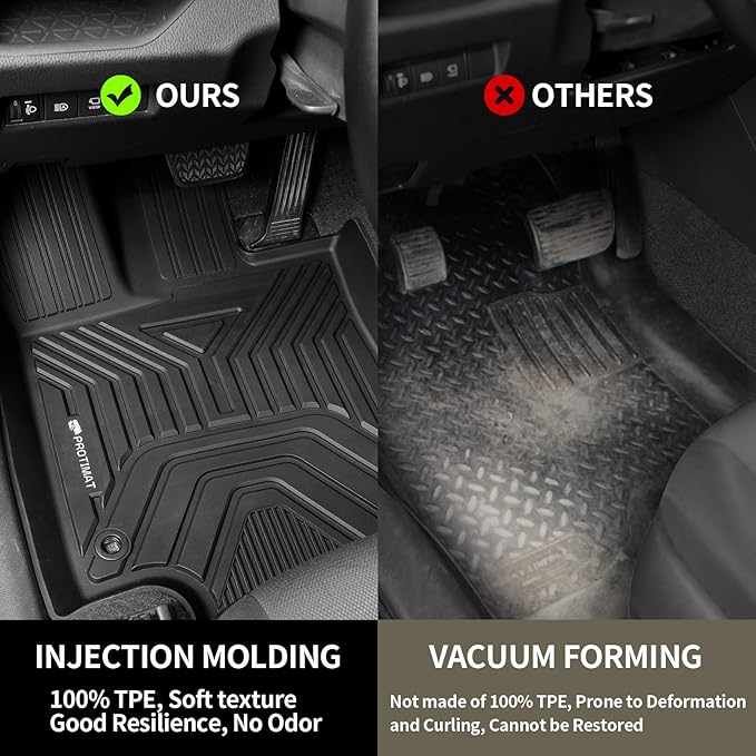 Floor Mat Custom Fit 2017-2024 2025 Ford F-250/F-350 SuperCrew Cab, All Weather TPE Floor Mats for Ford F250/F350 1st & 2nd Row Full Set Cargo Liner (Black)