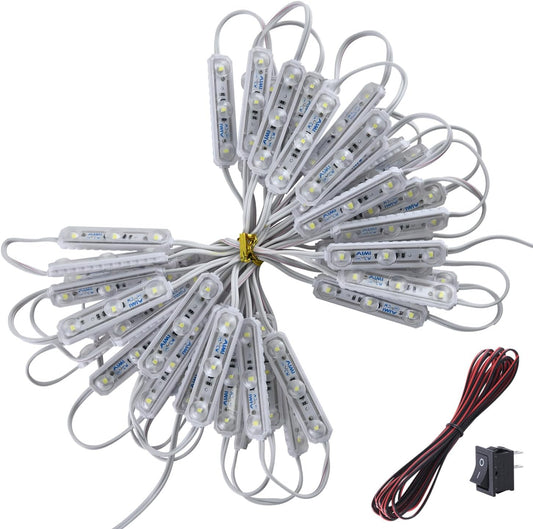 Module Ceiling Lamp for Car Truck Auto Vehicle Caravan Trailers Boat Bus RV Room Cargo White Lighting，6500k 12V 150 LEDs Van Interior Light Kits (50 Modules)