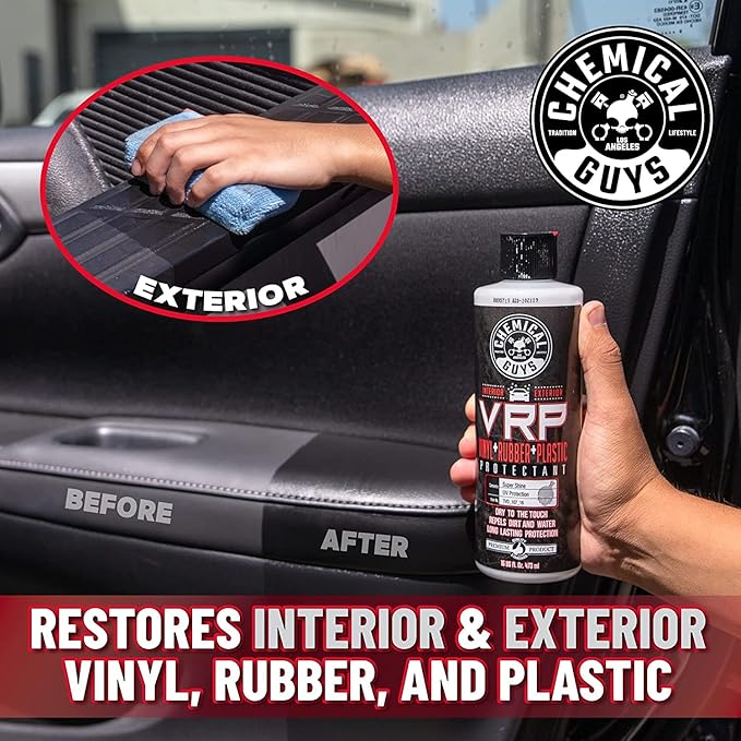 Chemical Guys VRP Car Vinyl, Rubber, and Plastic Dressing - Non-Greasy Dry-to-the-Touch High Shine Formula, Restores Car Trim, Tires, and Bumpers - 16 oz (3 Pack)