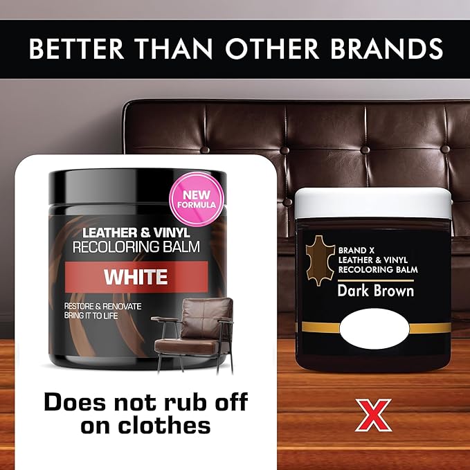 FORTIVO Leather Recoloring Balm, Leather Repair Kit for Furniture, White Leather Dye, Leather Repair Kit, White Leather Balm, Leather Repair Kit for Couches, Balm Leather - White