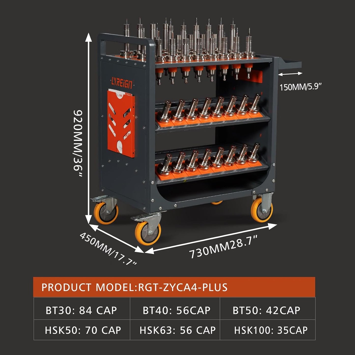 CNC Tool Organizers Service Carts, Large Capacity CNC Tool Holder Storage Cart, CNC Trolley is Suitable for Warehouses Mechanic Factory Garage
