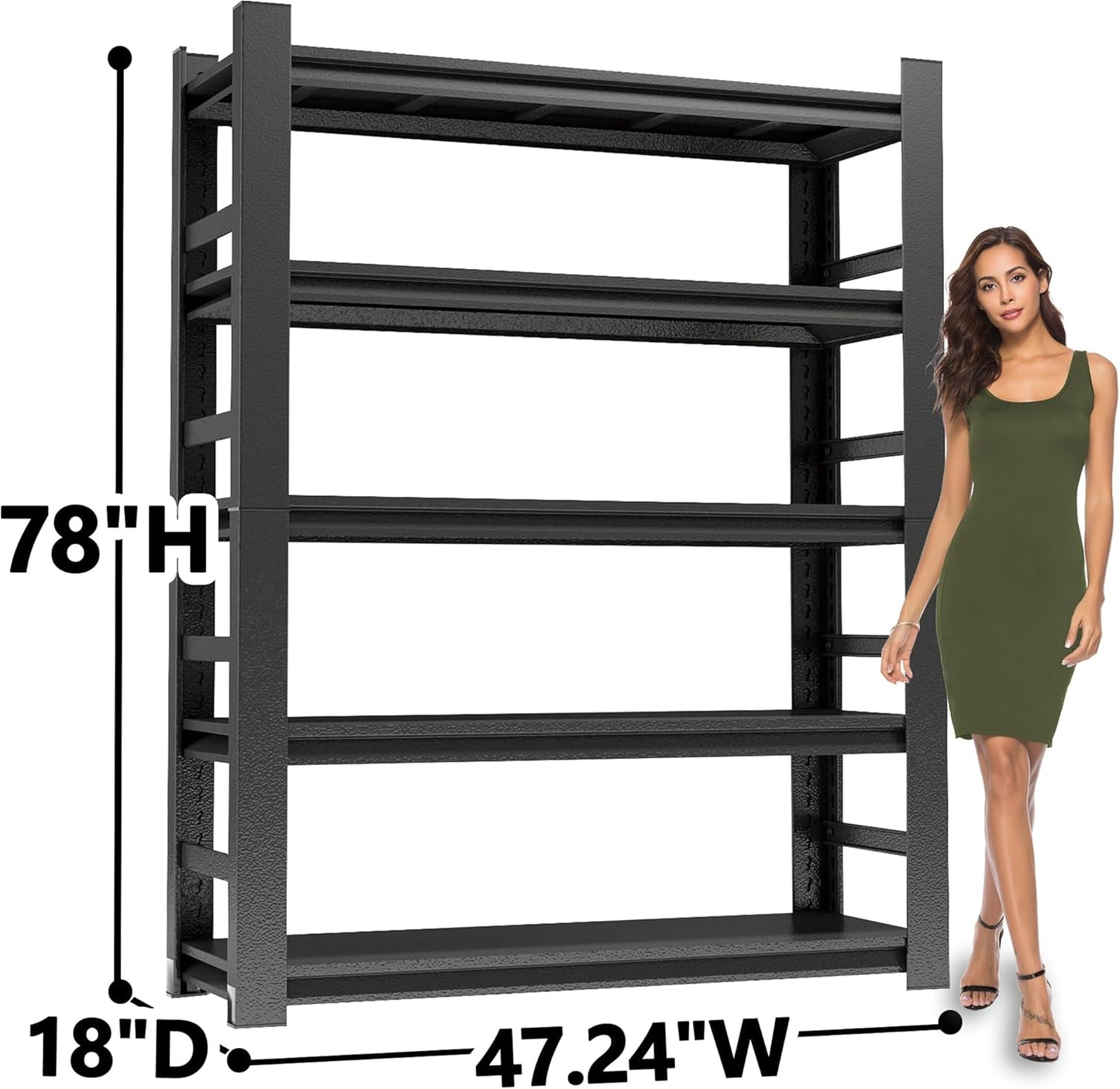 Metal Shelving, Garage Shelves Series, Heavy Duty Storage Shelf, Large Industrial Steel Racks for Garage, Basement and Factories, Multifunctional Utility Shelving Unit