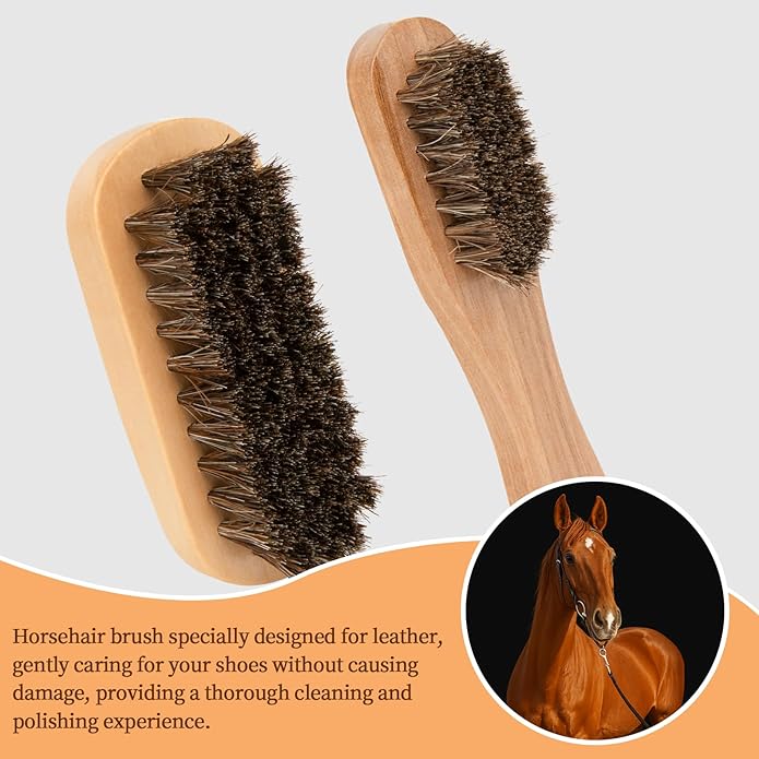 Shoe Polish Kit - Shoe Shine Kit | Leather Care Set with Horsehair Brush & Wooden Applicator | Portable Travel Case Included