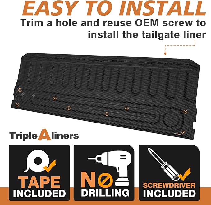 TripleAliners Tailgate Mat Compatible with 2009-2018 Dodge Ram 1500 & 2009-2026 Ram 2500/3500 & 2019-2024 Ram 1500 Classic Standard Tailgate Accessories Liner All Weather Protector TPE Custom Fit