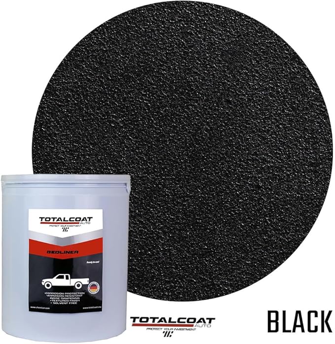 Roll On Truck Bed Liner Paint; Heavy Duty Coating Protection for Box Trucks, Pickups, Cargo Vans (1 Gallon Kit, Black)