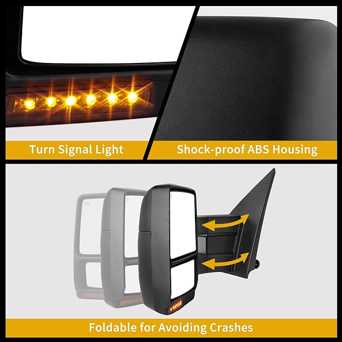 DWVO Towing Mirror fit 2004-2006 Ford F150 Series Pickup With Power Heated LED Turn Signal Puddle Light Tow Mirrors