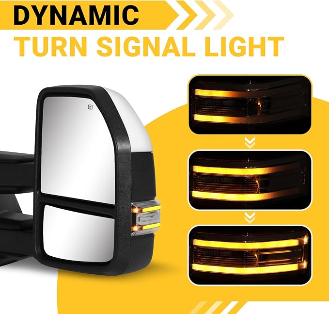 Towing Mirrors for 2015-2020 F150 Ford Tow Mirrors with Turn Signal & Running Light Heated Power Glass Temp Sensor Pair Set, Painted White