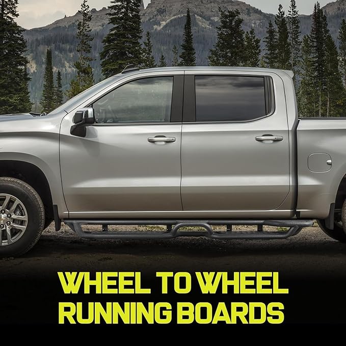 Wheel to Wheel 95" Running Boards Compatible with 2019-2026 Chevy Silverado/GMC Sierra 1500 Crew Cab, 20-26 Silverado/Sierra 2500HD 3500HD Crew Cab. BINARY STAR Side Steps, Silverado Nerf Bars.