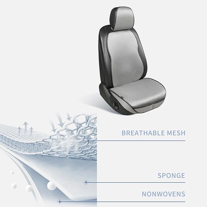 Auto Newer Car Seat Cover,Breathable Front Car Seat Cushion,Comfortable Car Seat Protector,Anti-Slip and Full Wrap Driver Car Seat Protector with Storage Pocket,Universal All Seasons(Gray,2PCS)