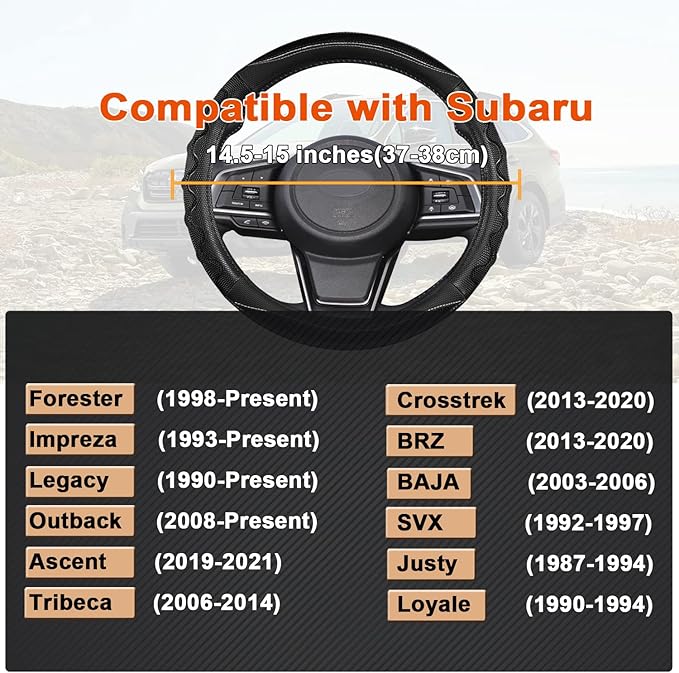 GIANT PANDA Steering Wheel Cover for Subaru Forester, Car Steering Wheel Cover for Subaru Outback and Crosstrek - Black