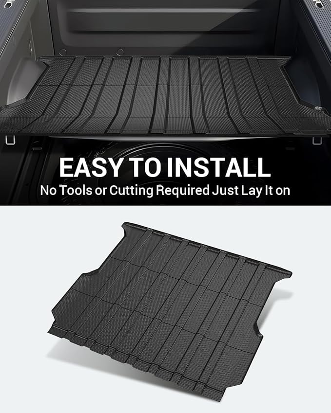 Ecarzo Bed Mat Compatible with 2026 2025 2024 2023 2022 Rivian R1T Accessories 5 FT Bed Liner TPE Cargo Mats Heavy Duty Rear Trunk Mat All Weather Protection