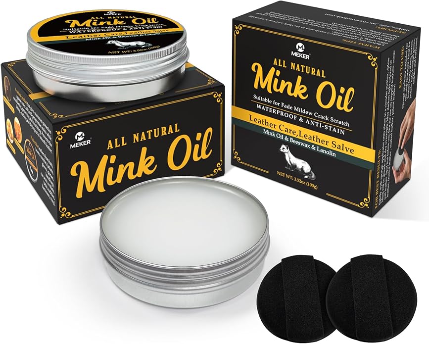 MEKER Mink Oil for Leather Boots, Leather Conditioner and Cleaner 3.52 oz-All-Natural Waterproof Soften and Restore Shoes