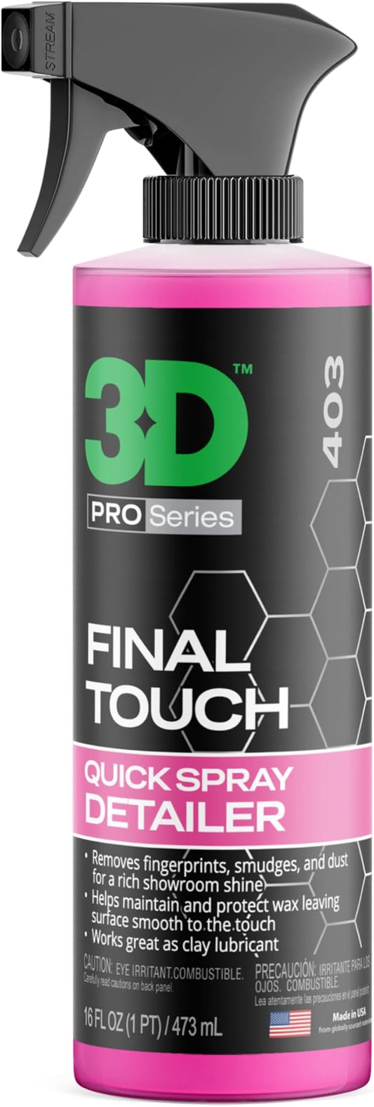 3D Final Touch Quick Detail Spray - Easy Spray On, Wipe Off Showroom Shine 16oz.
