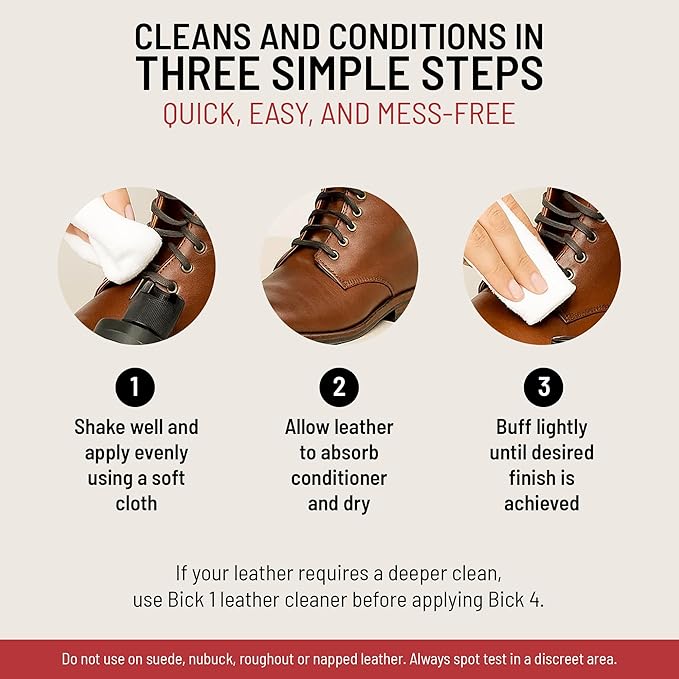 Bick 4 Leather Conditioner and Leather Cleaner 8 oz - Will Not Darken Leather - Safe For All Colors of Leather Apparel, Furniture, Jackets, Shoes, Auto Interiors, Bags & All Other Leather Accessories