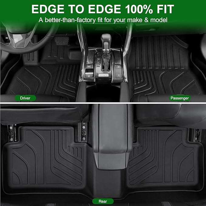 Floor Mats for 2016-2021 Honda Civic Sedan/Coupe/Type R/Insight, 2017-2021 Hatchback, TPE All Weather Protection Interior Car Floor Liners Door Sill Guards for Civic Accessories