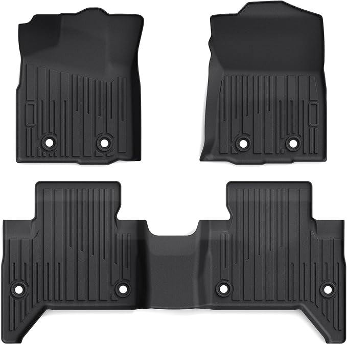 Floor Mats for Toyota Tacoma 2016-2023 Crew Cab, All Weather Floor Liner for Tacoma 2016-2023 TPE Custom Fit Car Mats Front&Rear 2 Row Mats, Black