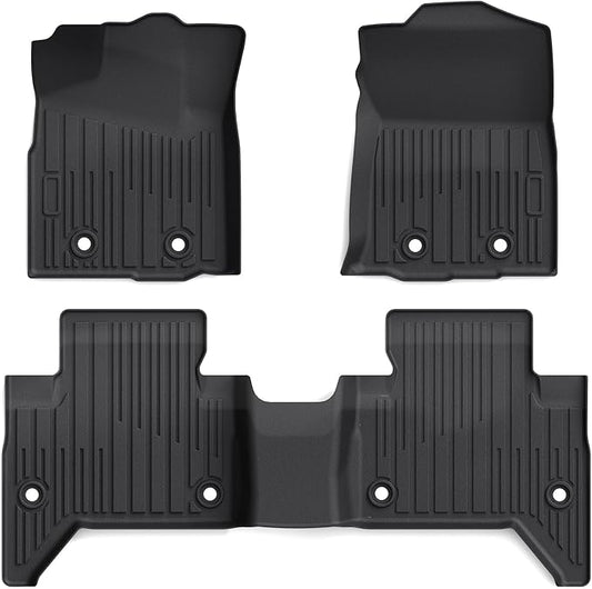 Floor Mats for Toyota Tacoma 2016-2023 Crew Cab, All Weather Floor Liner for Tacoma 2016-2023 TPE Custom Fit Car Mats Front&Rear 2 Row Mats, Black