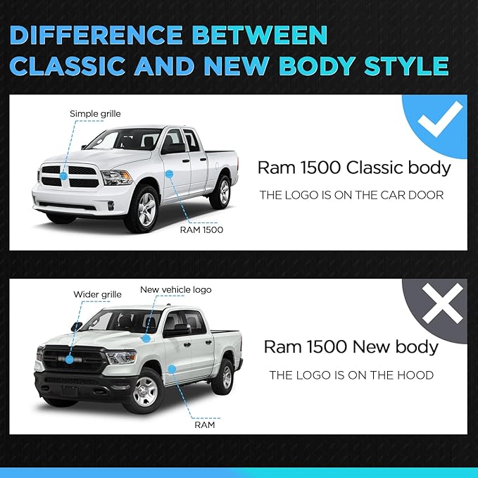 PZ Running Boards Compatible with 2019-2024 Dodge Ram 1500 Classic Body Style Crew Cab, Drop Side Steps Black Heavy Duty Carbon Steel Rails Nerf Bars