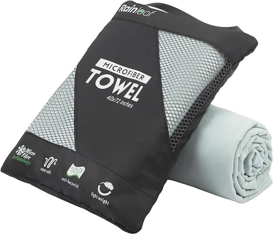 Rainleaf Microfiber Towel Perfect Travel & Gym & Camping Towel. Quick Dry - Super Absorbent - Ultra Compact - Lightweight. Suitable for Trip, Beach, Shower, Backpacking, Pool