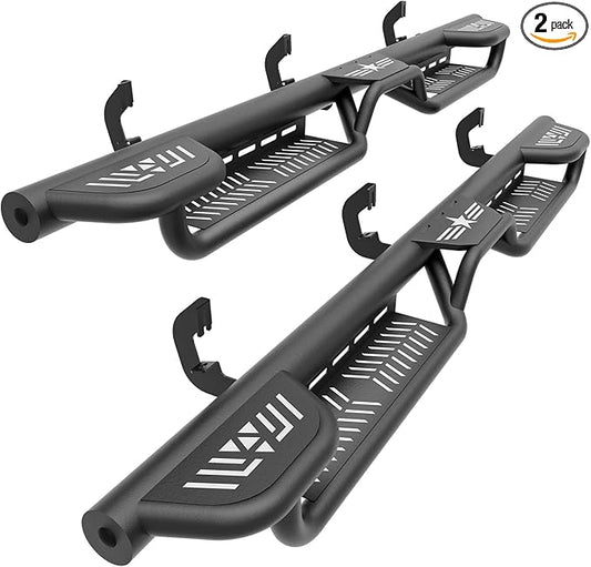 Three Raised Step Double Cab Running Boards Compatible with 2007-2018 Chevrolet Silverado & GMC Sierra 1500, 2007-2019 Chevy Silverado & GMC Sierra 2500 3500 HD Extended Cab Side Step Nerf Bar