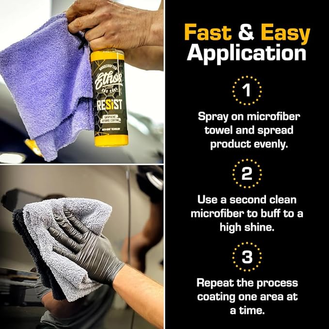 RESIST Graphene Spray Coating - UV Ceramic Coating for Cars - 2-in-1 Hybrid Formula Ceramic Spray Coating for Cars for Incredibly Slick, Glossy Finish - Graphene Ceramic Coating Protection for Car