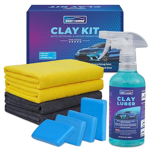 Complete Clay Bar and Luber Kit for Auto Detailing - 4 Pack (4x100g) Clay Bars for Car Detailing + 16.9 fl. oz Lubricant Spray + 4 Pack Microfiber Cleansing Towel
