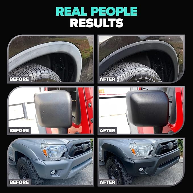 Carfidant Plastic Restorer for Cars – Refreshes Faded Plastic, Vinyl & Rubber Trim with Polish for Deep Shine – Protects Against UV & Dirt – Black Exterior & Interior Care for Detailing - 16 fl. Oz.