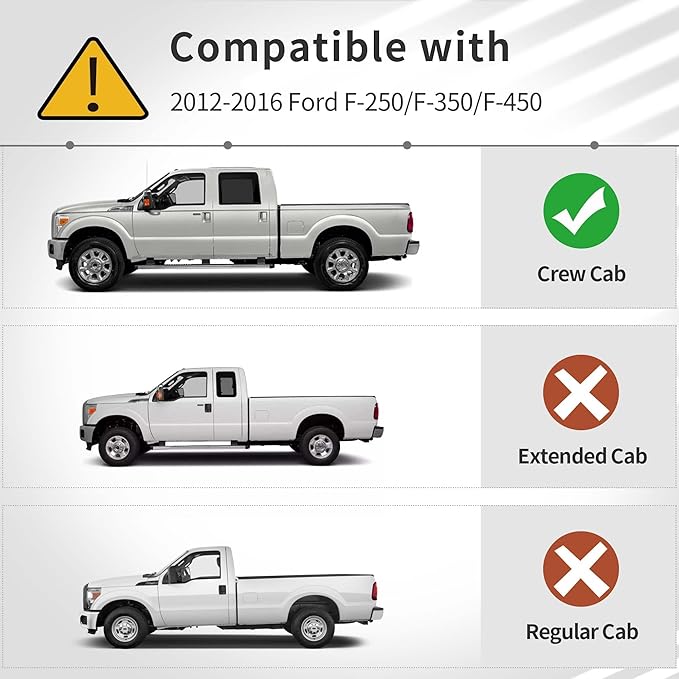 OEDRO Floor Mats Compatible with 2012-2016 Ford F-250/F-350/F-450 SuperCrew/Crew Cab, Custom Fit Front & 2nd Seat 2 Row Liner Set - Black TPE All-Weather Guard