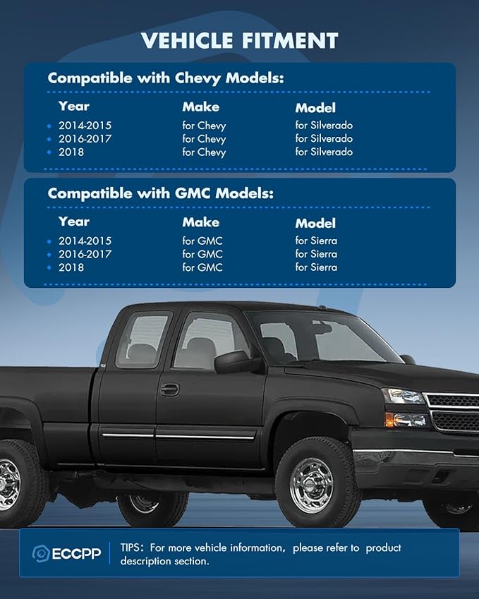 ECCPP Towing Mirrors Fit For 2014-2018 For Chevrolet Silverado 2014-2018 For GMC Sierra With Left Right Side With Power Heated Turn Signal light Puddle light Power Folding Black Texture