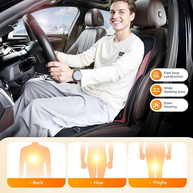 Coverado Front Seat Covers, Comfortable Front Seat Cushion and Back Support Cover, Soft Velour & Leather Car Seat Protector, Winter Seat Cover Universal Fit for Most Cars, Suvs Trucks