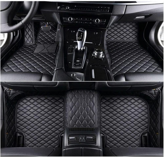 Custom All-Weather Protection Luxury Leather Floor Mats for Cars SUVs Trucks According Anti-Slip Leather Floor mats ﻿ (Black)