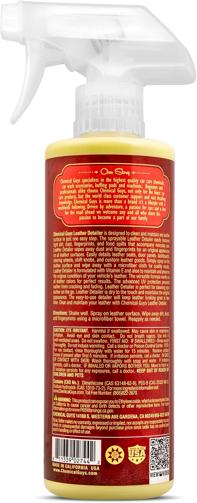 Chemical Guys SPI21616 Leather Quick Detailer for Car Interiors, Furniture, Apparel, Shoes, Sneakers, Boots, and More (Works on Natural, Synthetic, Pleather, Faux Leather and More), 16 fl oz