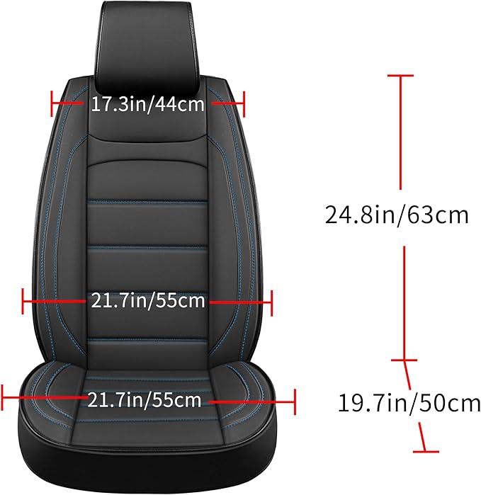 Car Seat Covers 5 Seats Full Set, Waterproof Napa Leather Automotive Seat Protector for Cars SUV Truck Sedan, Universal Anti-Slip Car Seat Cushion Interior Accessories, Black and Blue