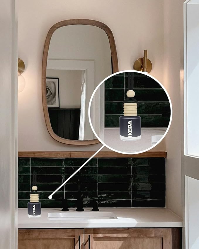 Car Air Freshener Hanging,Cylindrical Auto Scent with Vent Clip Bottle,45-Days Long Lasting Fragrance, Essential Oil Diffuser Odor Eliminator for Women (Circle, New Car)