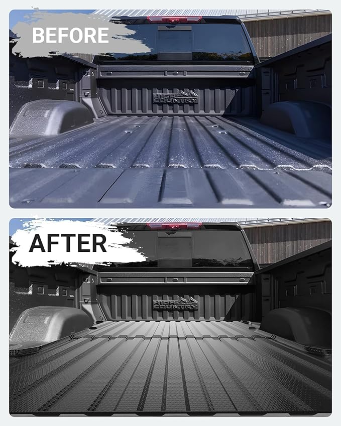 Ecarzo Truck Bed Mat Custom Fit for 2025-2019 Chevrolet Silverado/GMC Sierra 2500 3500 HD Accessories 6.8FT Bed Liner Pick Up Cargo Mat, All Weather Protection TPE Heavy Duty Trunk Bed Mat