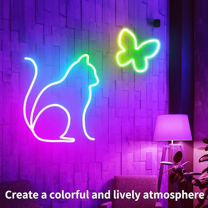 16.4ft Led Neon Rope Lights Remote/APP Control IP65 Waterproof Flexible 24VRGB LED Neon Light Music Sync LedSNeon Strips Light Led neon Lights for Bedroom Room Outdoors Décor