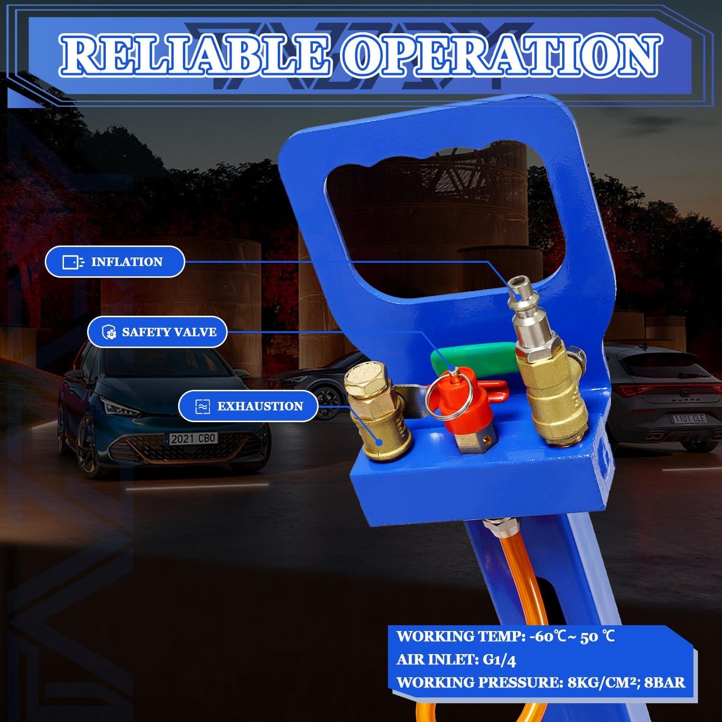 5T Triple Bag Air Jack 11000lbs Pneumatic Jack 3s Fast Lift Up 16in Airbag Jack with Adjustable Long Handle Heavy Duty Triple Air Bag Jack Lift for Cars Garage (Blue)